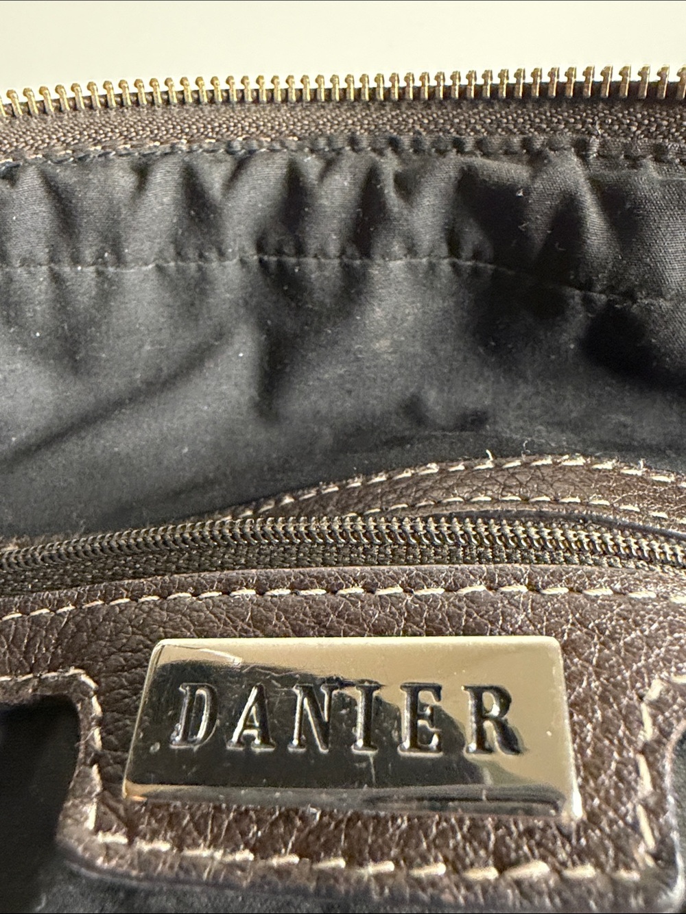 Danier Dark Brown Leather Satchel with Metal Logo Plate - Picture 2 of 16